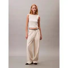CALVIN KLEIN - Saco blanco tejido sin mangas con cuello redondo