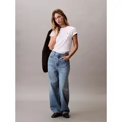 CALVIN KLEIN - Camiseta blanca de algodón con logo de archivo