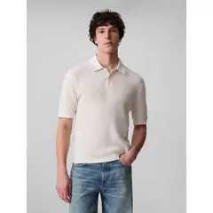 CALVIN KLEIN - Polo blanco de algodón con efecto waffle