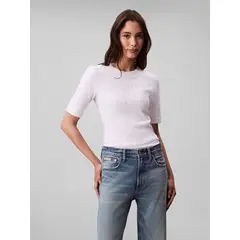 CALVIN KLEIN - Camiseta blanca de algodón con logotipo