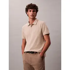 CALVIN KLEIN - Polo blanco de manga corta en tejido piqué