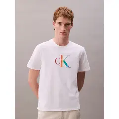 CALVIN KLEIN - Camiseta blanca con monograma arcoíris - Pride