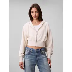 CALVIN KLEIN - Buzo blanco cropped de punto milano