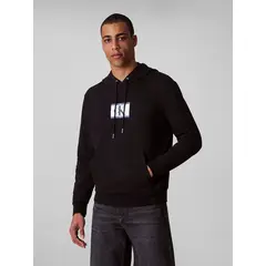 CALVIN KLEIN - Buzo negro de felpa con monograma