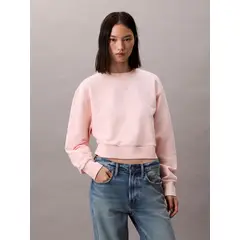 CALVIN KLEIN - Saco rosa cropped con logo en insignia