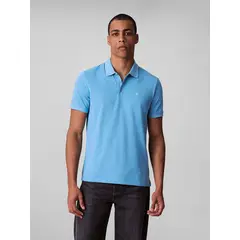 CALVIN KLEIN - Polo celeste con monograma bordado