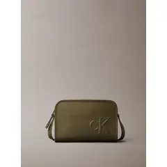 CALVIN KLEIN - Bolso verde cruzado con monograma en relieve
