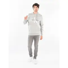 CALVIN KLEIN - Suéter gris con gorro y logo