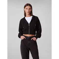 CALVIN KLEIN - Buzo negro cropped de punto milano