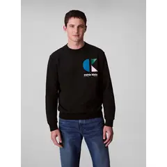 CALVIN KLEIN - Saco negro de felpa con logotipo