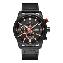 CURREN - Reloj 8291 Cronógrafo En Cuero Para Hombre Negro