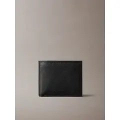CALVIN KLEIN - Billetera negra de cuero con compartimento para billetes y monedero y RFID
