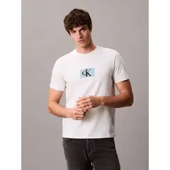 CALVIN KLEIN - Camiseta beige sport con mini monograma
