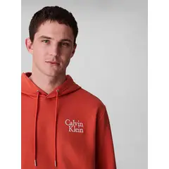CALVIN KLEIN - Buzo rojo de felpa con logotipo bordado