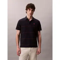 CALVIN KLEIN - Polo azul sencillo con raya texturizada