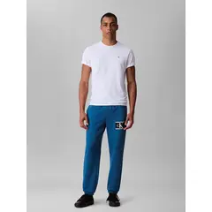 CALVIN KLEIN - Pantalón azul de felpa con logotipo
