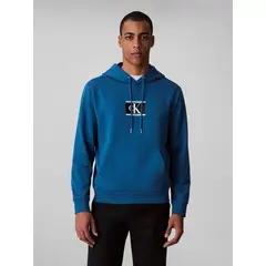 CALVIN KLEIN - Buzo azul de felpa con monograma