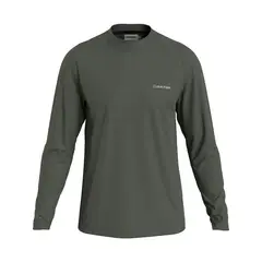 CALVIN KLEIN - Camiseta verde manga larga con cuello perkins