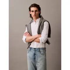 CALVIN KLEIN - Camisa blanca slim fit elástica de manga larga