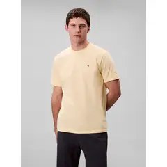 CALVIN KLEIN - Camiseta amarilla de algodón con monograma bordado