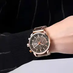 CURREN - Reloj 8291 Cronógrafo En Cuero Para Hombre Marrón
