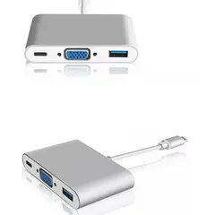 GENERICO - Adaptador Tipo C A Vga + Usb 3.0 + Tipo C