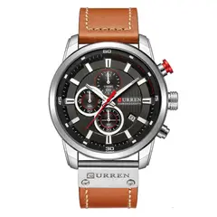 CURREN - Reloj 8291 Cronógrafo En Cuero Para Hombre Marron - Negro