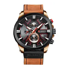 CURREN - Reloj 8346 Cronógrafo En Cuero Marron - Negro Para Hombre