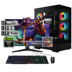 POWER GROUP - PC Gamer Ryzen 7 - RTX 3050 6GB - 16GB RAM - SSD 1TB + Monitor 24” TUF
