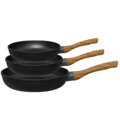 KITCHENWARE - Set x3 Sartenes Natura Aluminio Forjado
