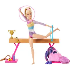 BARBIE - Muñeca Gimnasia y Accesorios Juego con C-Clip Balance Beam