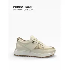 CALZADO BONT - Tenis Mujer Cuero 100% Beige Elegantes, Cómodos y Resistentes Bont Catania