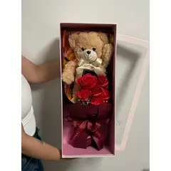 GENERICO - Flores Preservadas De Ramo De Rosas Con Osito De Peluche