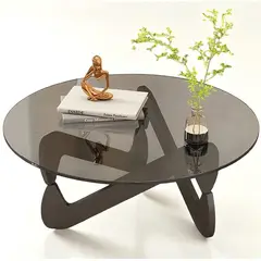 GENERICO - Mesa de Centro Redonda Con Base Geometrica