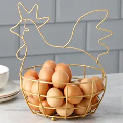 REJIPLAS - Canasta Organizadora de Huevos Dorada Tipo Gallina 30 Huevos