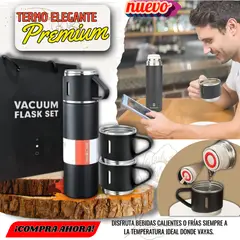ORIGINAL HEALTH - Termo en Acero con 3 Tazas Incluidas – Viajes, Picnic y Oficina SET