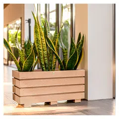 FORA DESIGN - Matera de plástico Argo Acanalada tamaño pequeño color arena