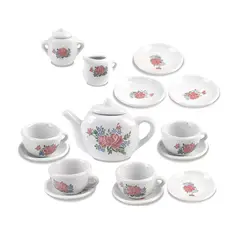 GENERICO - Juego De Te Porcelana Juguete Tetera Platos Pocillos Flor