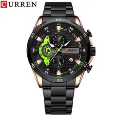 CURREN - RELOJ ORIGINAL ACERO CRONOGRAFO M8402 NEGRO VERDE