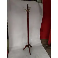 ITALIANA - Perchero De Pie Antiguo En Madera Cedro Y Bronce Italy 1950 Madera Y Bronce