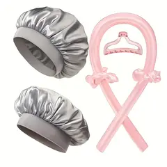 GENERICO - Rizador De Pelo Sin Calor Manual y gorros de satín