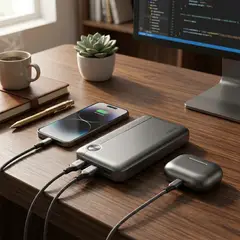 WIWU - Power Bank P060 10000 Mah, 22,5 W Cables Lightning+usbc Negro