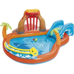 BESTWAY - Piscina con Tobogán, Juegos y Rociador de Agua Lava Lagoon