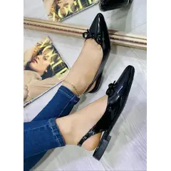BALLERINA - Baleta Dama Bailarina Charol Mujer Bordada- Negro