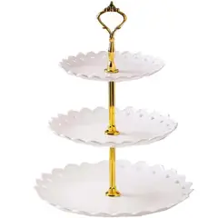 ALUMAR - BANDEJA CERAMICA BORDADA 3 PISOS REDONDA