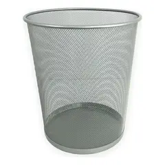 GENERICO - Papelera Basurero Grande Redondo Malla Metal Colores Gris
