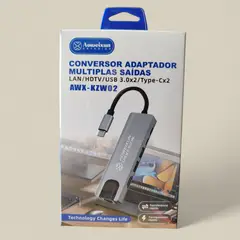 GENERICO - Hub 6 en 1 Convertidor Tipo C X2 / HDMI /USB 3.0 /LAN