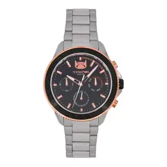 TEMPUS - Reloj Plateado Bisel Naranja Para Caballero SMT-1217-03