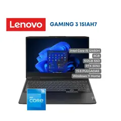 LENOVO - Portátil IdeaPad Gaming 3 15IAH7 Intel Core I5 12450H, 8GB, 512GB SSD, 15.6"