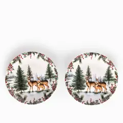 AMBIENTE GOURMET - Plato principal Navidad Silvestre Forest 25cm setx2